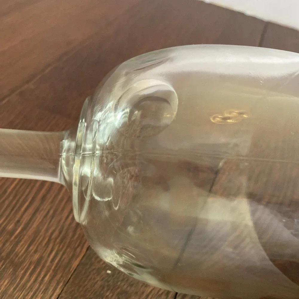 Vintage Clear Glass Thumbprint Goblet Schooners Thick‎ Glass Wide Base